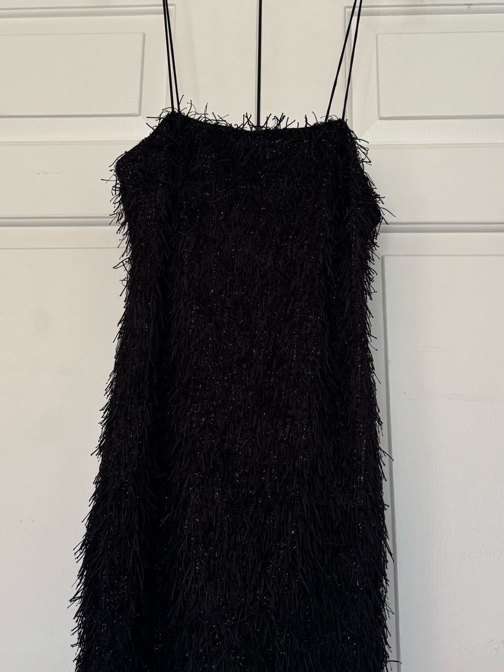 Forever 21 Black Fringe Spaghetti-Strap Mini Dress